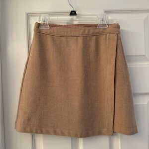 Abercrombie & Fitch Tan Herringbone Wrap Mini Skirt